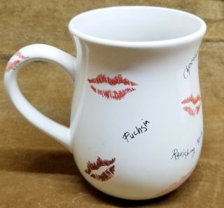 Mary Kay Coffee Mug Lips Red Lipstick Pink Kisses Tea Cup Valentine 
