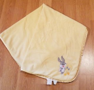 Retro Baby Looney Tunes Baby Blanket Yellow Baby Bugs Bunny And Tweety Bird
