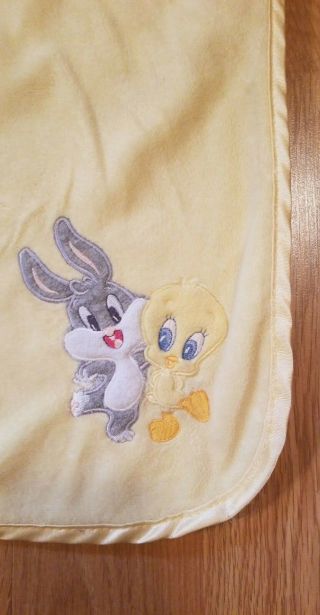 Retro Baby Looney Tunes Baby Blanket Yellow Baby Bugs Bunny and Tweety Bird 3