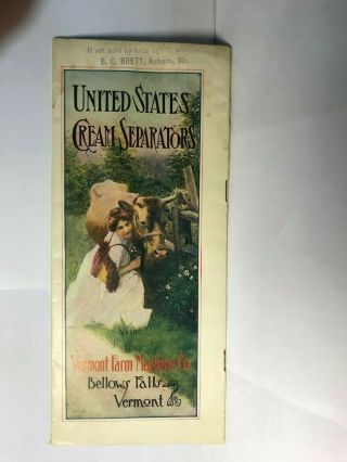 Vintage United States Cream Separator Brochure - Bellows Falls,  Vermont