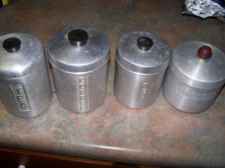 Vintage Aluminum 4 Piece Canister Set,  Made In Italy,