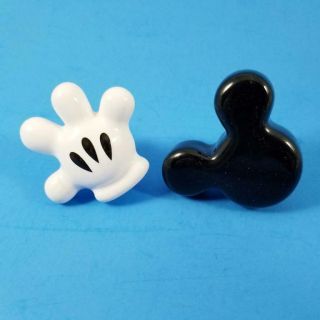 Disney Mickey Mouse Ceramic Drawer Pull Set Glove & Mickey Ears Icon W/ Hardware