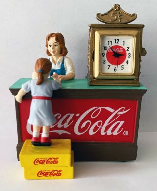 2003 Coca - Cola " Girls In Store Drinking Coke " Figure With Watch / Clock