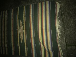 84 X56 Vintage Mexican Serape Saltillo Rug Blanket Running Stripes Muted Tones