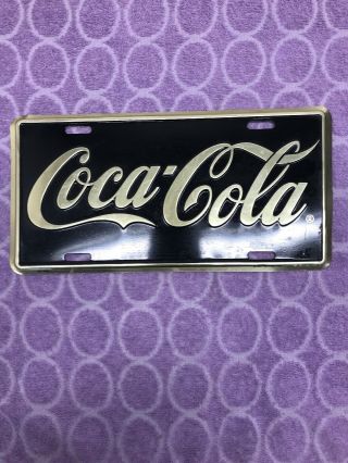 Rare 1996 Coca Cola Car Tag License Plate 6 " X 12 " Gold/black 96d - 0985