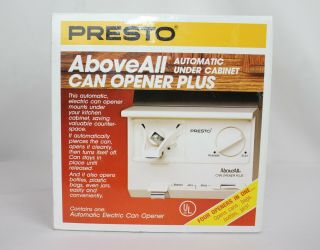 Vtg Presto Above All Automatic Under Cabinet Can Opener Plus 05600 Box