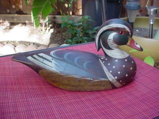 Vintage 1979 T.  J.  Hooker Hand Carved S.  W.  Louisiana Wood Duck Decoy Limited Signed
