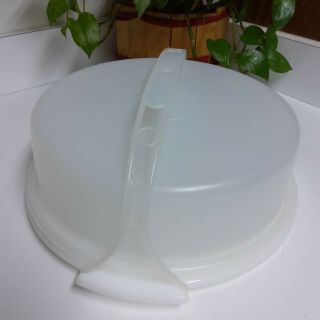 Vintage Tupperware White Cake Pie Carrier With Handle 719 - 1 720 - 1 721 - 4