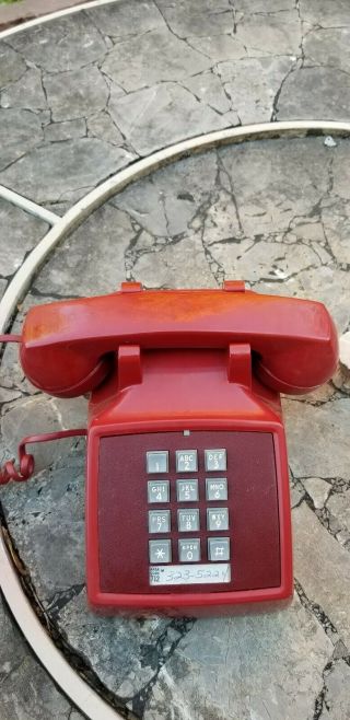 Vintage Red AT&T Bell Western Electric Push Button Touch Tone Desk Telephone 20 3