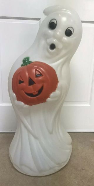 Vintage Ghost With Pumpkin 34 " Halloween Blow Mold By General Foam Scary