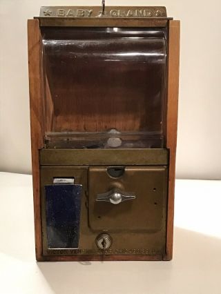Vintage Baby Grand Gum Ball Machine Victor Vending Antique Both Keys