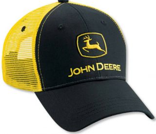 John Deere Black & Yellow Twill Mesh Cap Hat