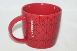 Starbucks Red Raised Interlocking Hearts Coffee Mug Cup Valentine 