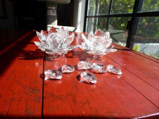 Swarovski Crystal Water Lily Lotus Medium Candle Holders For Repair