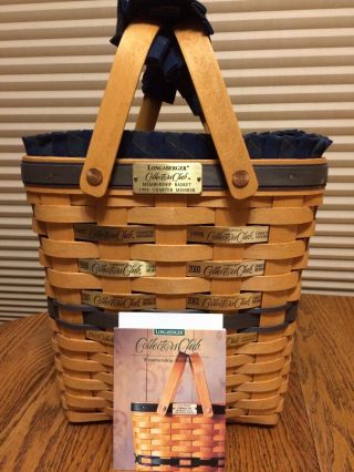 1996 Longaberger Cc Charter Membership W/liner,  Protector,  Handle Tie,  Tags,  Box