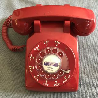 Rotary Dial Western Electric Red Telephone Model 500dmw - White House Dial Card