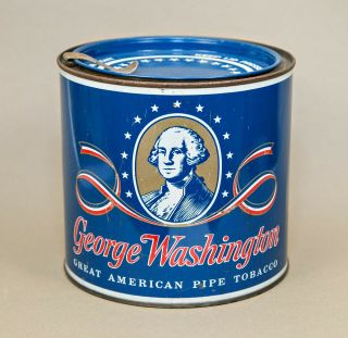 Vintage George Washington Pipe Tobacco Tin R J Reynolds Metal Advertising Can