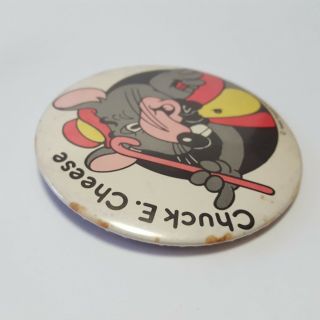 Chuck E Cheese Pin Badge 1982 Pizza Time Theatre Mouse Large 3 Inch Ad Vintage 3