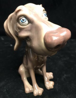 Signed Arora Weimaraner Comical Dog Figurine