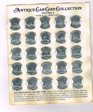 Sunoco/franklin Antique Car Coin Set•series 2•complete Set On Card