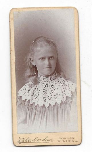 Cdv Victorian Girl Miniature Carte De Visite By Gordon Of Worthing