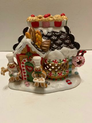Partylite Gingerbread Village 2 Christmas Bakery House Tealight Holiday Decor