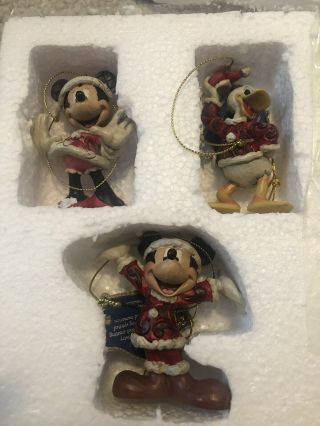 Jim Shore Disney Traditions St Mickey,  Mrs Claus,  Donald Ornaments Set If 3