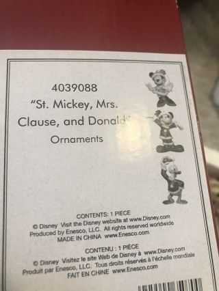 Jim Shore Disney Traditions St Mickey,  Mrs Claus,  Donald Ornaments Set If 3 2