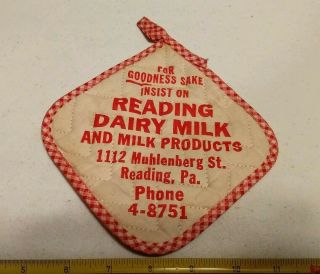 Vintage Reading Pa Dairy Milk Advertising Hot Pad