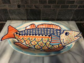Stoneware Art Fish Platter By Diane 2006 Come Dream With Me,  15 "