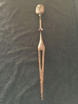 Vintage Figurative 22 Inch Spoon Carved Wood Zulu Tribal South Africa 20th C