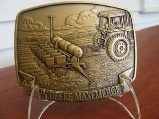 Vintage Nos John Deere " Maxemerge 2 " Belt Buckle Brass See Photos