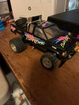 Vintage Tyco Rc 9.  6v Turbo Bandit Truck Black/neon/pink Vehicle Only