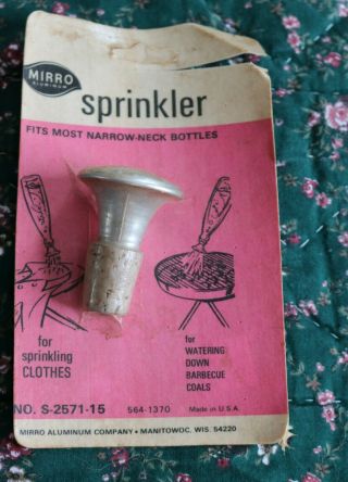 Vintage Aluminum Cork Ironing Water Bottle Top Sprinkler Sprinkle Head Top
