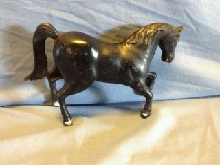 Vintage Cast Iron Horse Piggy Bank Black Stallion Metal Coin Penny Antique