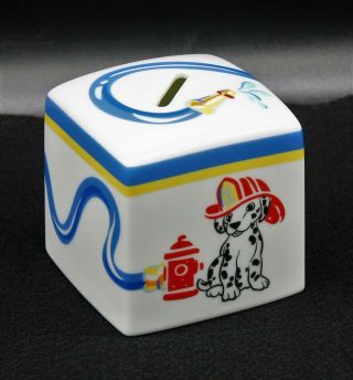 Tiffany & Co.  Fire Station Porcelain Coin Bank 3 1/4 " Cube
