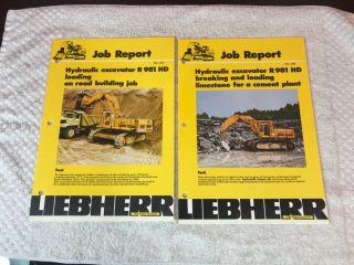 2 Rare 1970s Liebherr R981 Hydraulic Excavator Dealer Brochure Ads