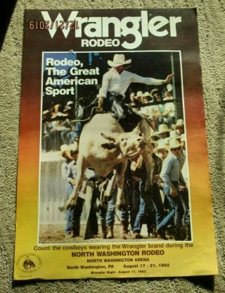 Great Wrangler Rodeo 1982 Prca North Washington,  Pa " Count The Cowboys " Poster