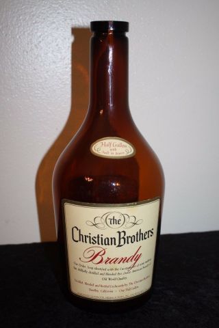 Christian Brothers Brandy Half Gallon Brown Glass Bottle Bank Coin Slot Vintage