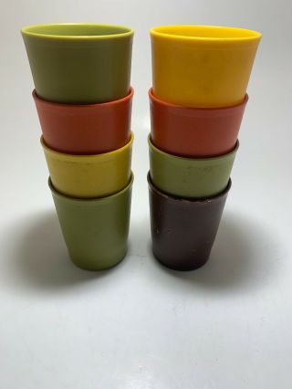 8 Tupperware Tumblers Harvest Colors Glasses Cups 6 Oz Juice Vtg " F " 1251