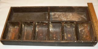 Antique To Vintage Cash Register Drawer Bank Teller Wood & Metal 8 Slot 2x9x18 "