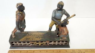 Antique Cast Iron Baseball Mechanical Bank - " Darktown Battery "