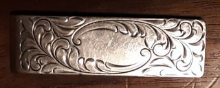 Vintage Tiffany Sterling Silver 925 Money Clip Deep Etched Scrollwork Engraved