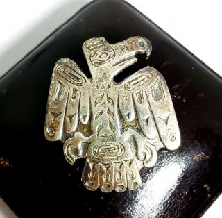 Vtg Sterling Silver 925 Pacific Northwest Coast Native Eagle Totem Pin Brooch