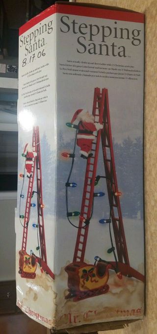 Vintage 1994 Mr.  Christmas Stepping Santa Climbing Ladder Lights Animated Music