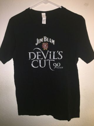Jim Beam Devil’s Cut 90 Proof Black Promotional T - Shirt Size S Small
