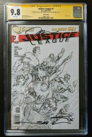 Justice League 1 Cgc 9.  8 Ss Signed 3x Jim Lee Williams Sinclair 6th Print Nycc