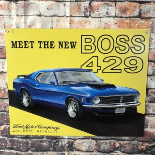 Ford Mustang Boss 429 Tin Metal Sign Vintage Muscle Car Auto Garage Classic