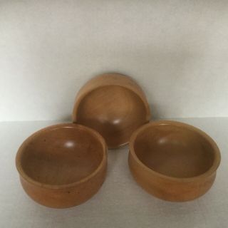 3 Hand Turned Italian Maple Wood Bowls By Manzoni For Vietri
