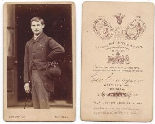 Cdv Photograph Young Man With Bowler Hat Carte De Visite By Cooper Of Hornsea